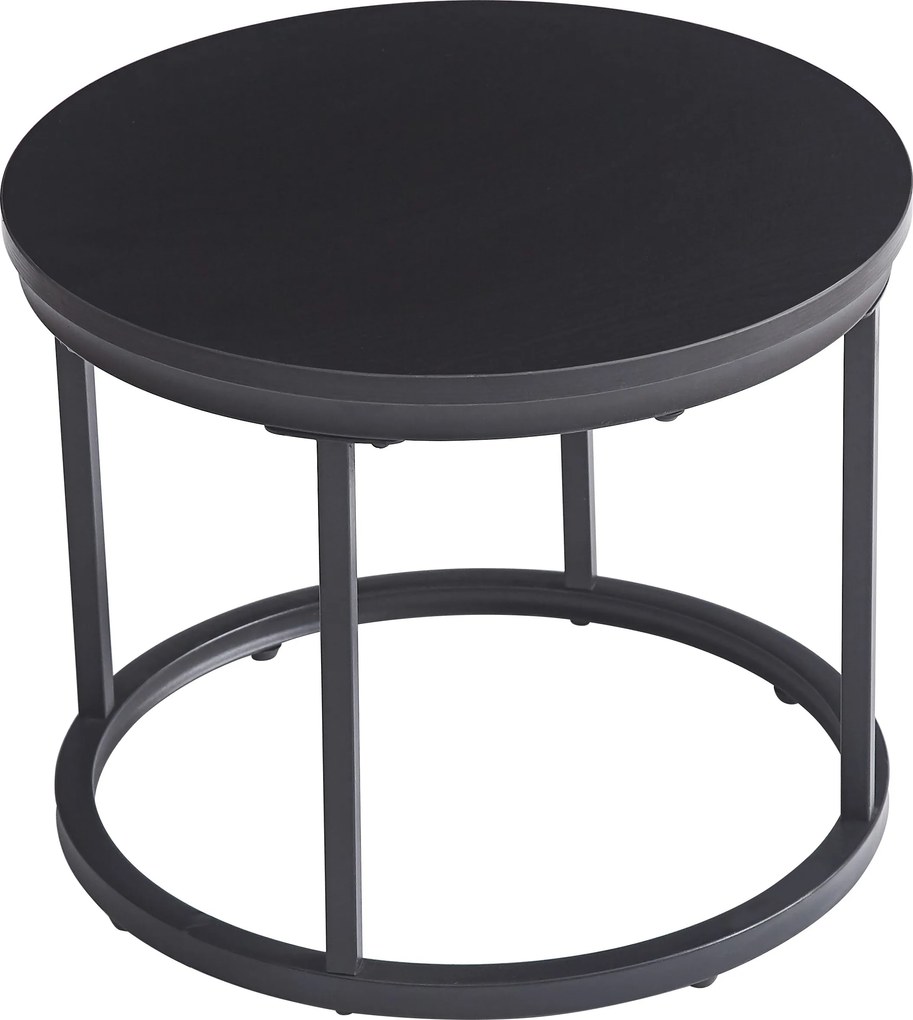 Modern Dohányzóasztal Kerek Loft Pad Ipari Fekete 50 cm