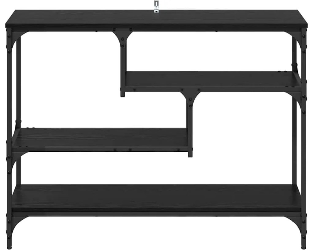 Konzolasztal polcokkal Musta tammi 100 x 30 x 75 cm Faanyag