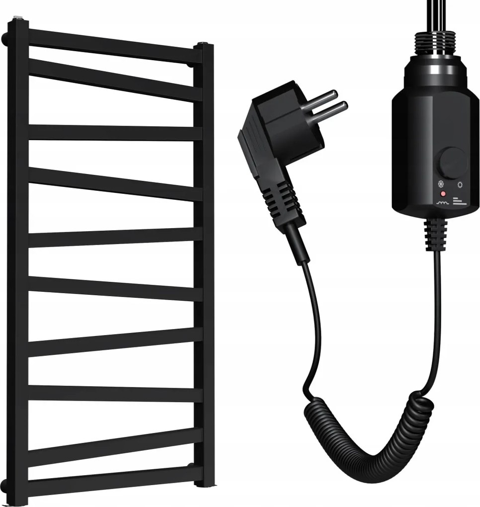 Elektromos Lépcsősfűtőtest, Zakos 970/500, Matt Fekete 300W-OS Fekete Fűtőpatron