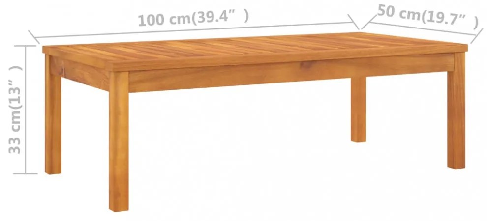 tömör akácfa dohányzóasztal 100 x 50 x 33 cm