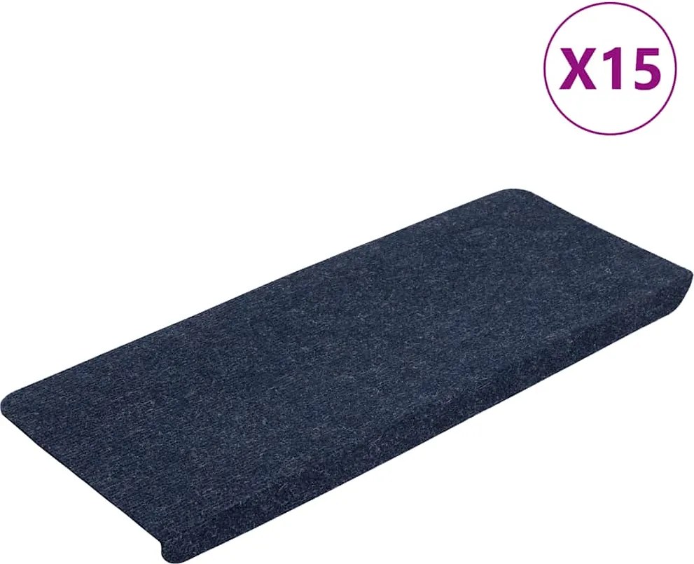 vidaXL 15 db kék öntapadó lépcsőszőnyeg 65x24,5x3,5 cm