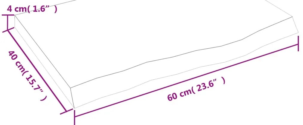 világosbarna kezelt tömör tölgyfa asztallap 60x40x(2-4) cm