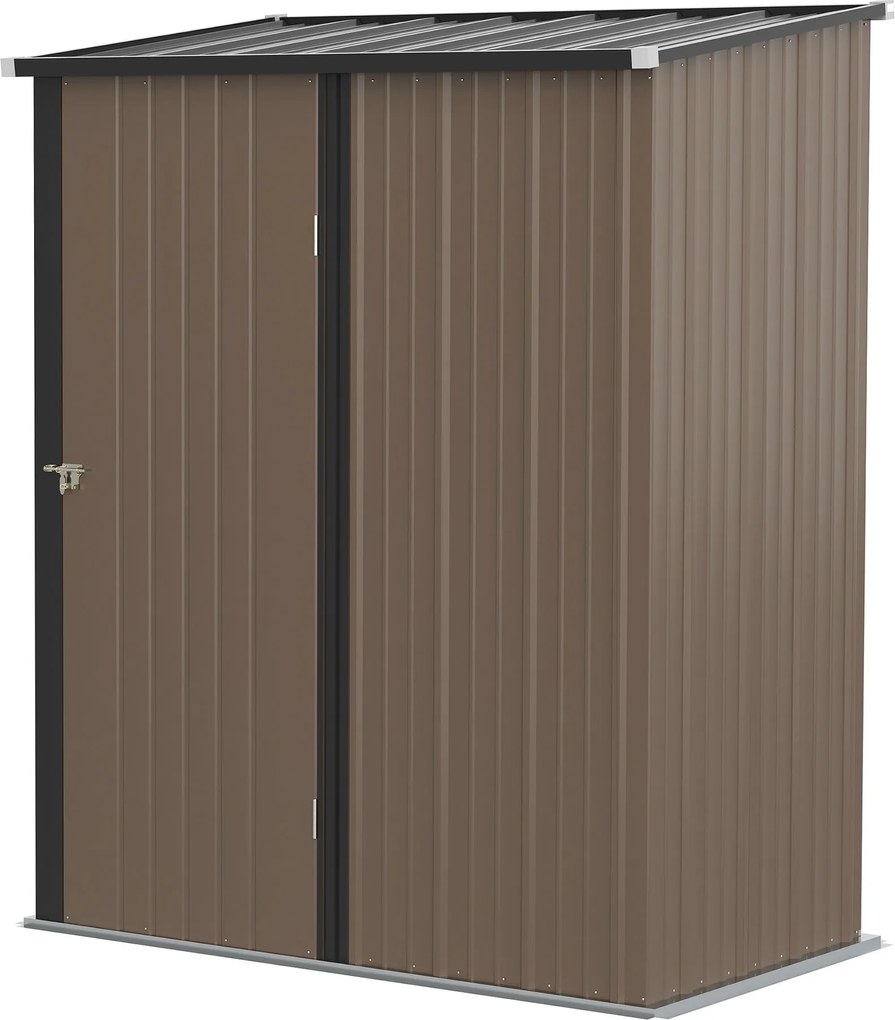 Outsunny 1.34 m² Kerti Szekrény Fádó Lakatolható Kertiszerszám Tároló 161.5 x 94.5 x 196 cm Barna | Aosom
