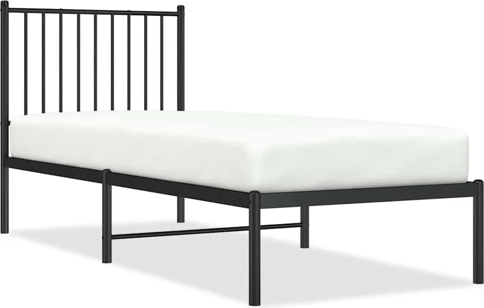vidaXL fekete fém ágykeret fejtámlával 75 x 190 cm