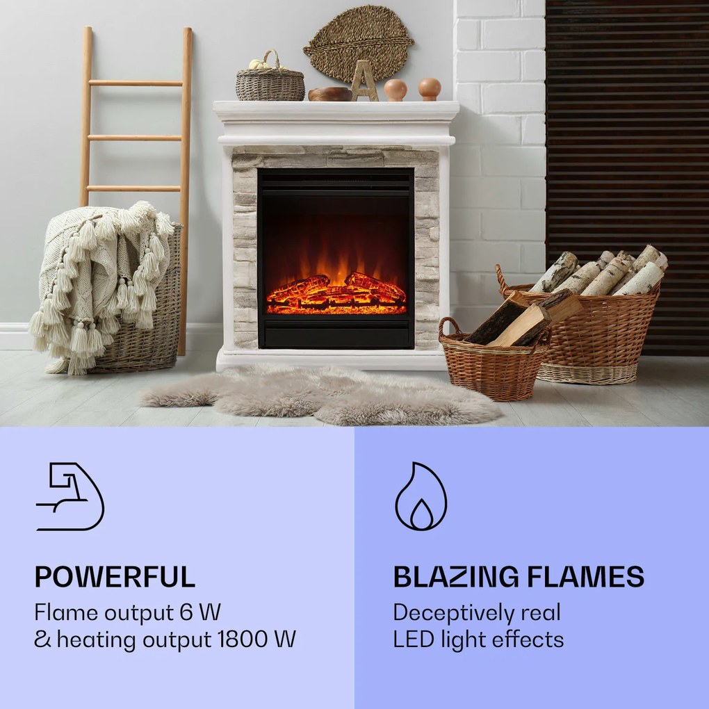 Klarstein Nevis Peak, elektromos kandalló, 1800 W, 10 - 30 °C fűtési funkció, távirányító