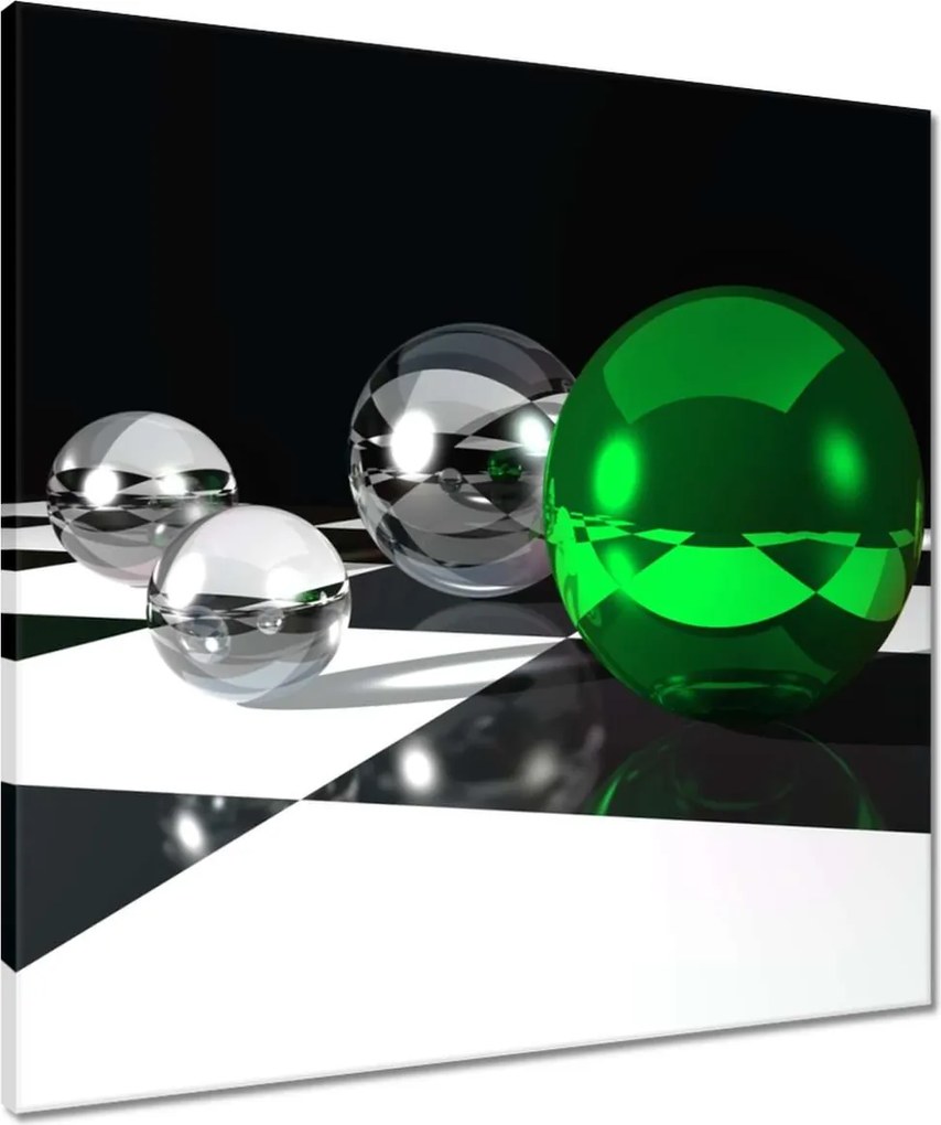 Vászonkép 60x60 Zöld gömb Sakktábla