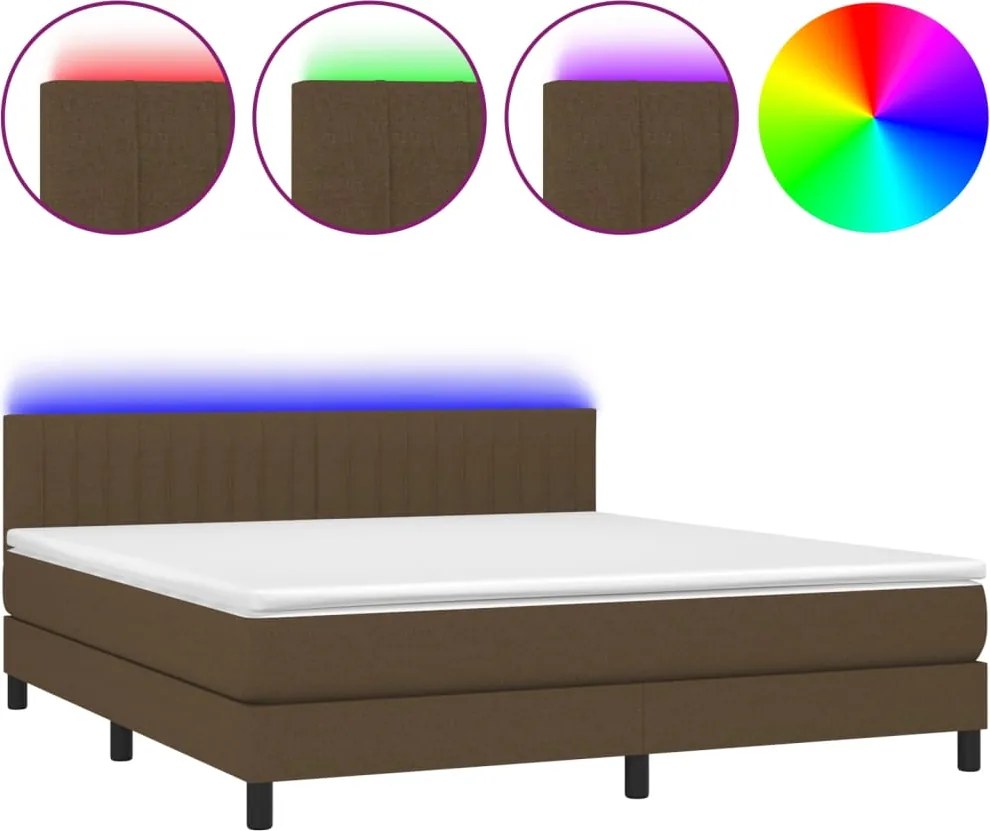 vidaXL barna szövet rugós és LED-es ágy matraccal 160x200 cm