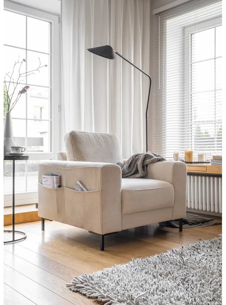 Bézs kordbársony fotel Lofty Lilly – Miuform