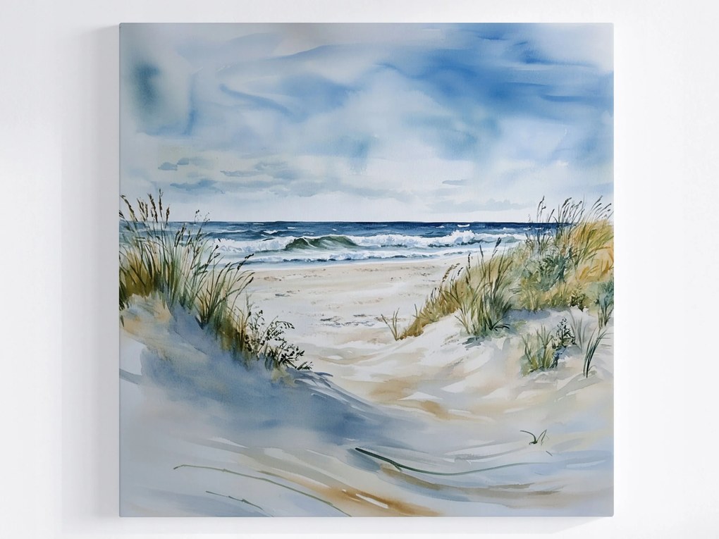 Vászonkép Canvas Tájkép Tengerpart Homok Háborgó Tenger Hullámok 40x40