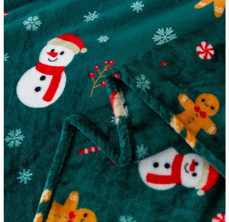 SNOWMAN AND GINGERBREAD ajándék szett a kanapéra, zöld