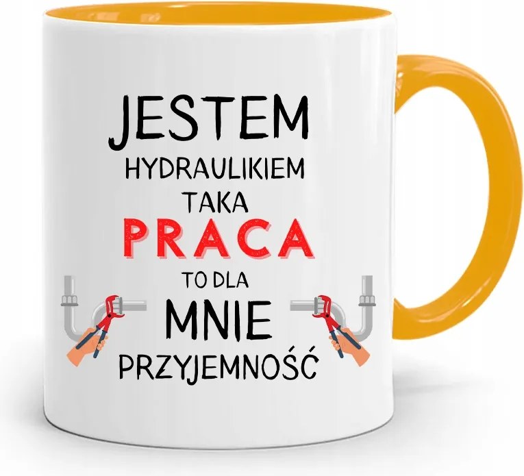 Sárga Bögre Vízvezeték Szerelőnek Vízvezeték Szerelő Vagyok, fényképes nyomtatással