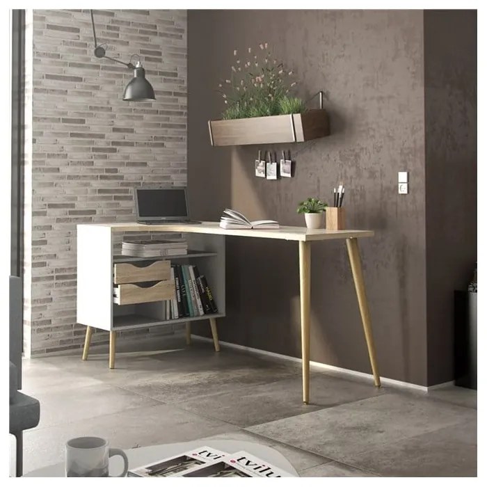 Íróasztal tölgyfa dekorral 145x81 cm Oslo - Tvilum