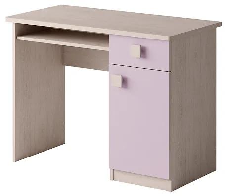 SPARTAN íróasztal, 76x100x50 cm, santana tölgy/lila