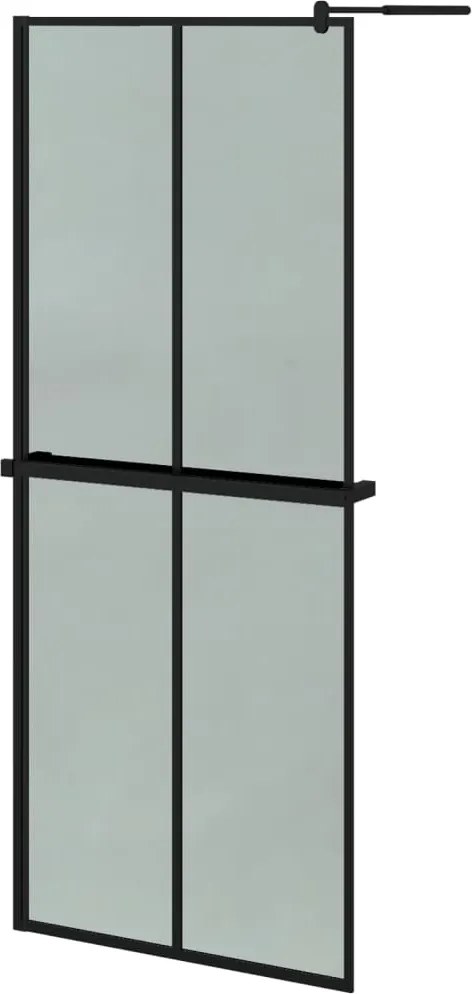vidaXL fekete ESG üveg és alumínium zuhanyfal polccal 80 x 195 cm