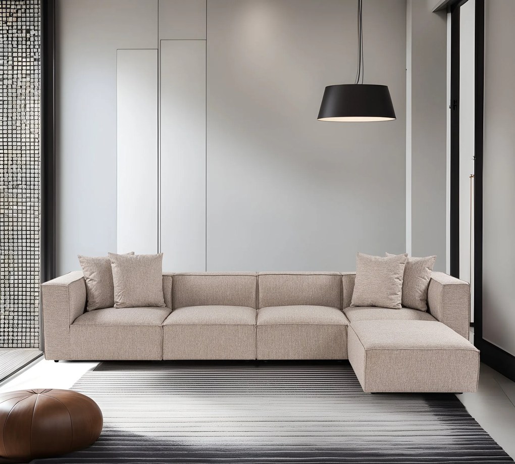 Sarokkanapé Sora (L1-O1-O1-1R-POUFFE ) - Homok Bézs