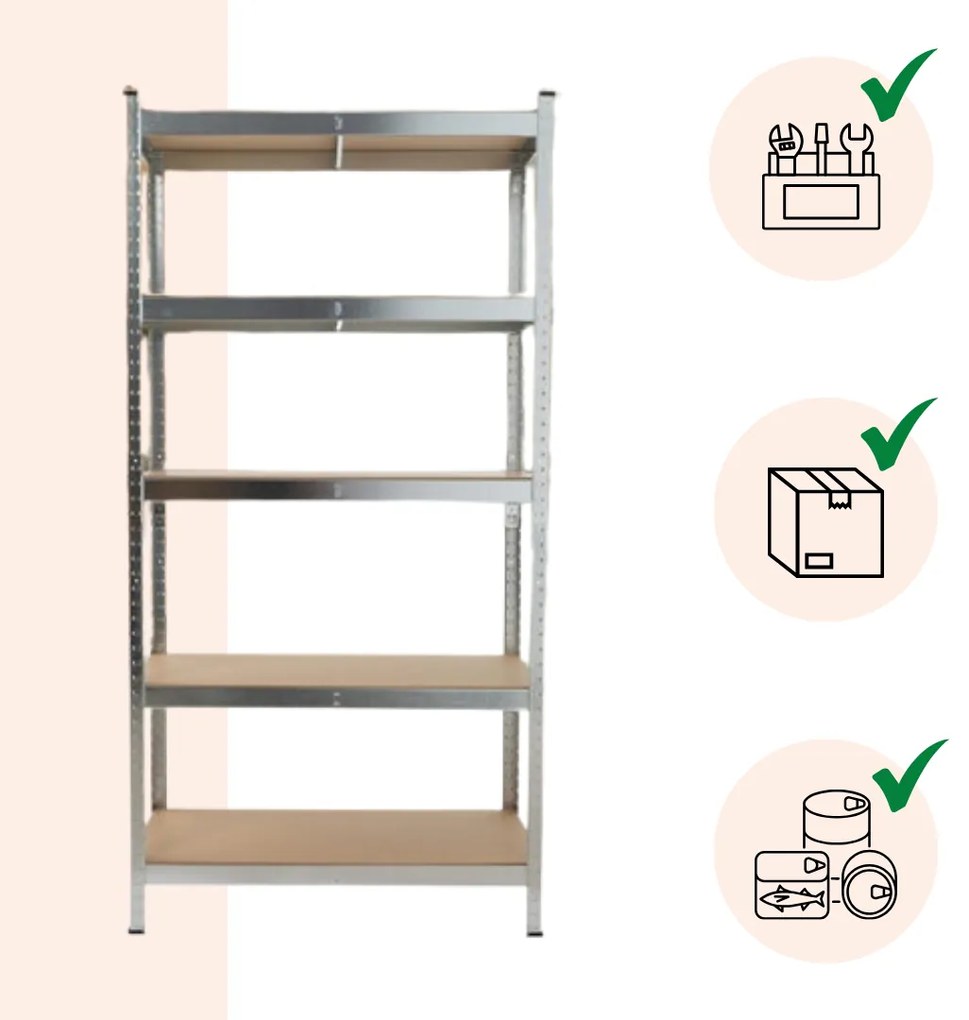 HEAVY nagy teherbírású polc, max. 875kg, 90x40x180cm, ezüst Jurhan