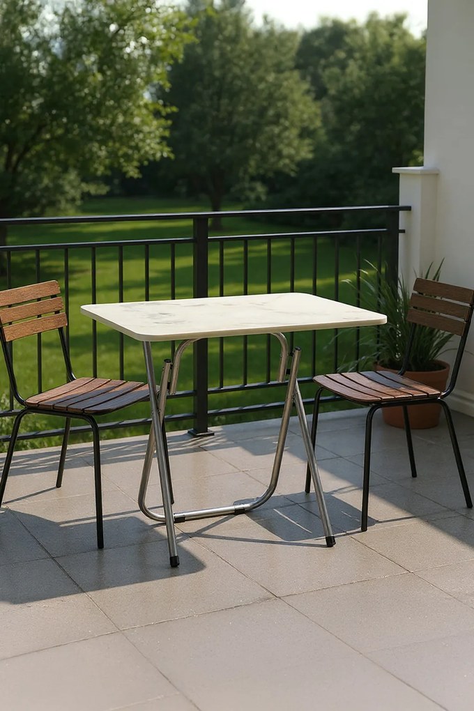 Étkezőasztal, fehér márvány, 90 cm – RMS2Y01