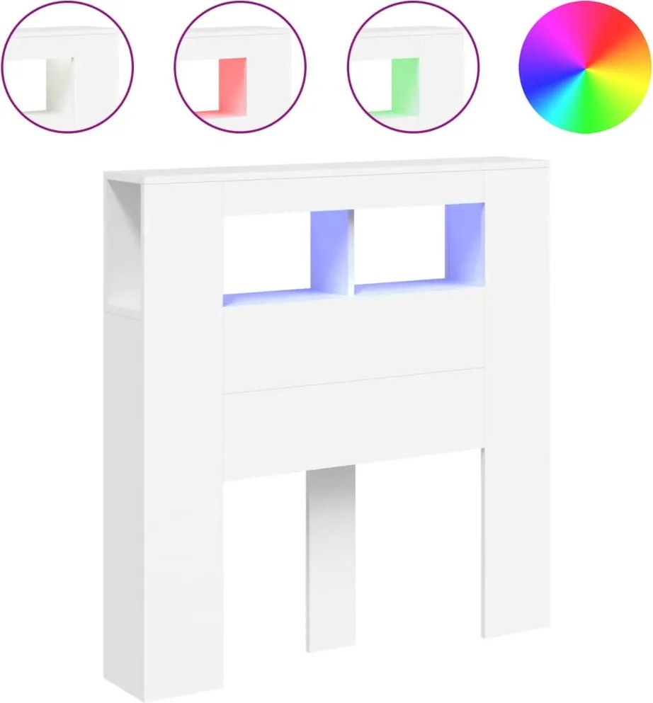 vidaXL fehér szerelt fa LED-es fejtámla 100x18,5x103,5 cm