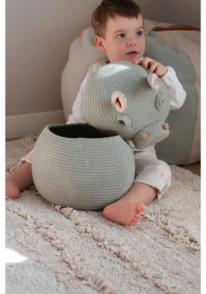 Világosszürke textil játéktároló kosár ø 25x30 cm Henry the Hippo – Lorena Canals
