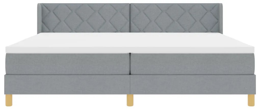 Boxspring ágy matraccal világosszürkében, 200 x 200 cm, szövet