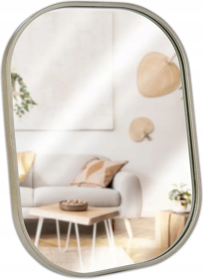 Fali Tükör Arany Ovális 28X40CM Fém Keret Nappali Szoba Dekoráció