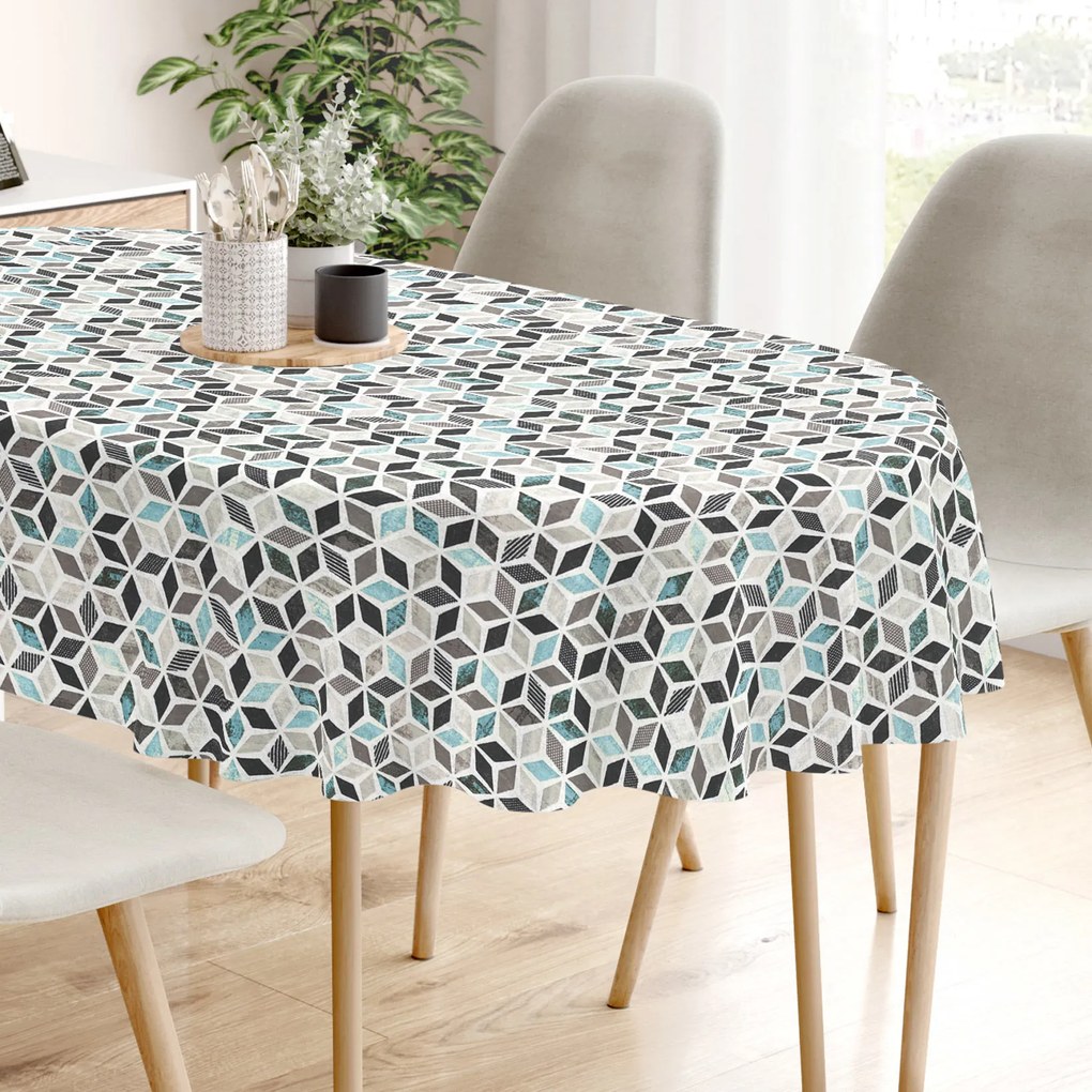 Goldea ovális terítő vintage - türkiz mozaik mintás 140 x 260 cm