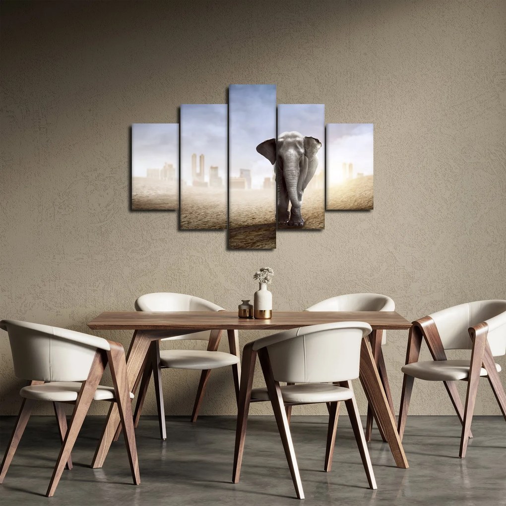 Kép - Elefánt egy nagyvárosban (150x105 cm)