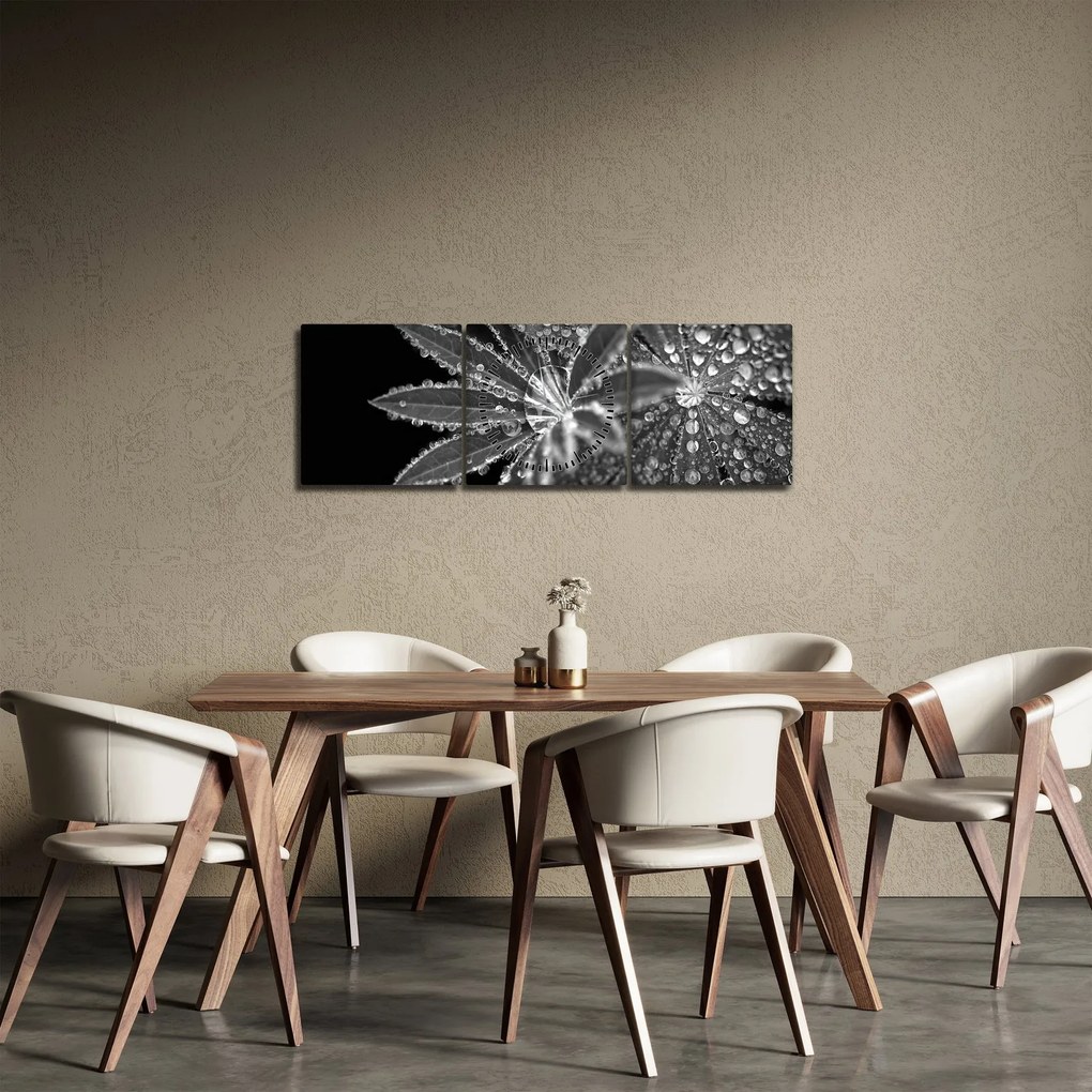 Kép - Levelek cseppekkel (órával) (90x30 cm)