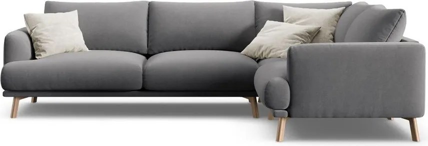 Szürke bársony sarokkanapé (jobb oldali-L alakú) Naomi – Micadoni