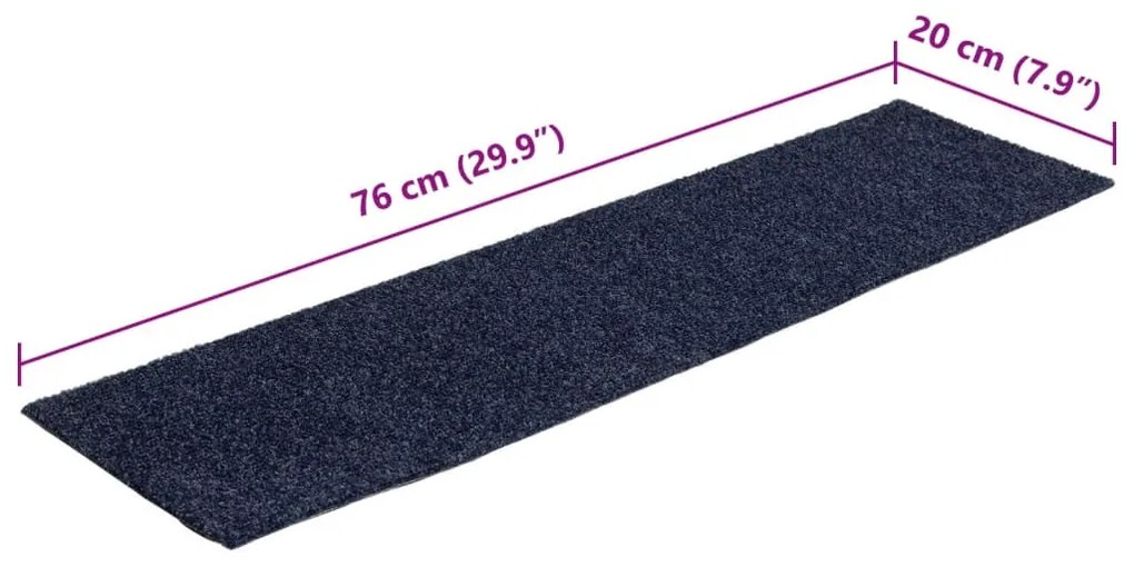 15 db szürkéskék négyszögletes öntapadó lépcsőszőnyeg 76x20cm