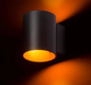 RENDL TUBA W fali lámpa matt fekete/aranysárga 230V LED G9 5W