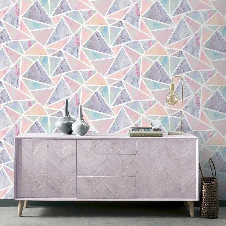 Arthouse Signature 2 Pastel Geo kék-lila geometrikus papír tapéta – 296002
