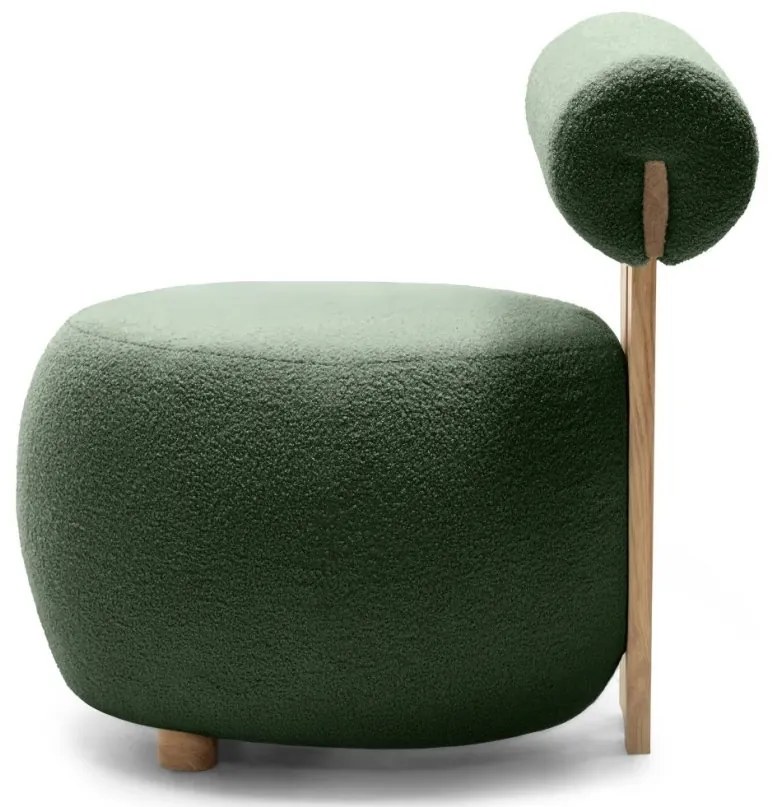 Sötétzöld design fotel HANNA, tölgy