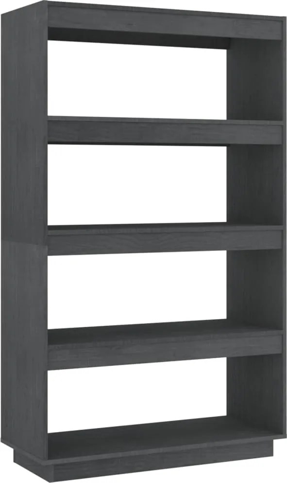 vidaXL szürke tömör fenyőfa könyvszekrény/térelválasztó 80x35x135 cm