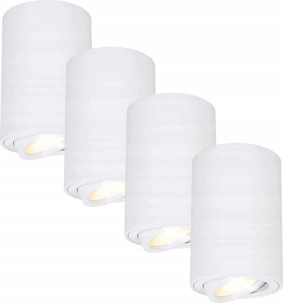 Falra szerelhető LED-es halogén mennyezeti lámpatest Tuba GU10 Mozgatható fehér Spot x4