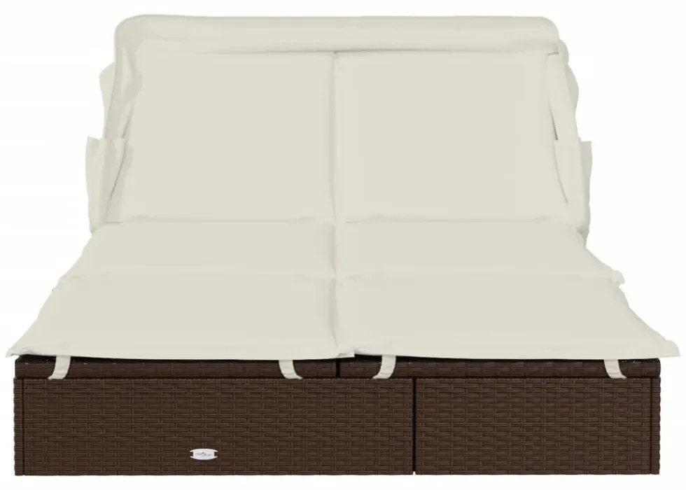 2 személyes barna polyrattan napágy tetővel 213 x 118 x 97 cm