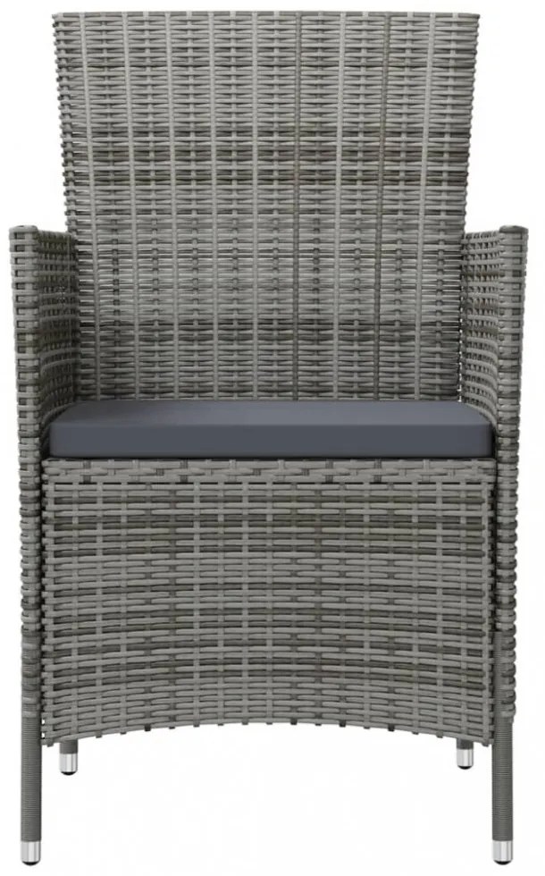 2 db szürke polyrattan kerti szék párnával