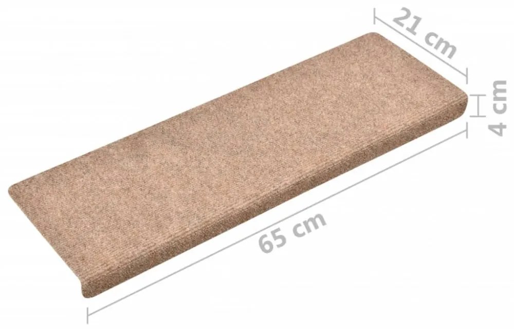 5 db barna tűlyukasztott lépcsőszőnyeg 65x21x4 cm