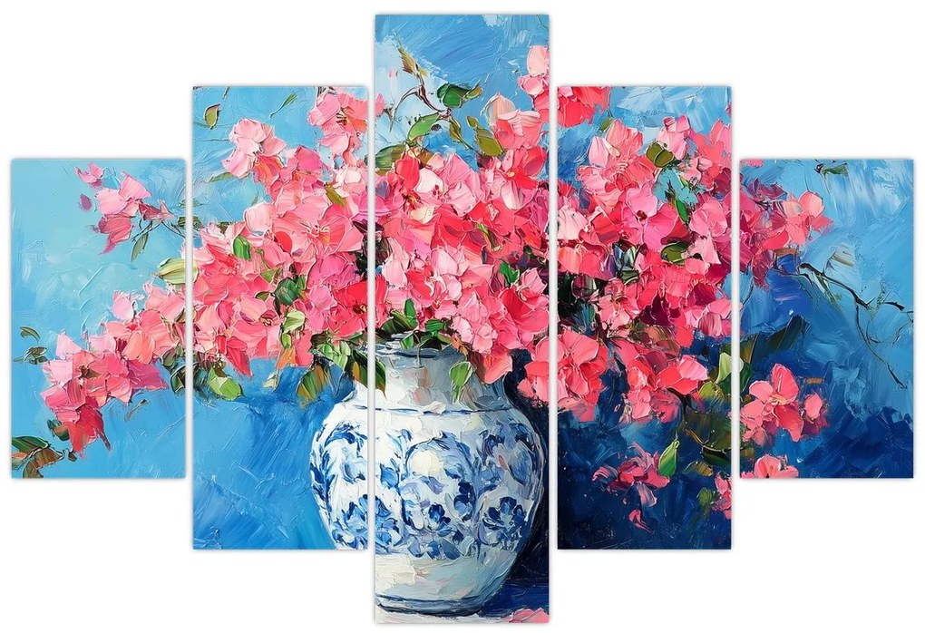 Kép - Váza rózsaszín virágokkal (150x105 cm)