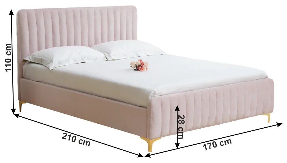 Franciaágy 160 cm Karilla (rózsaszín) (ágyráccsal). 1017201