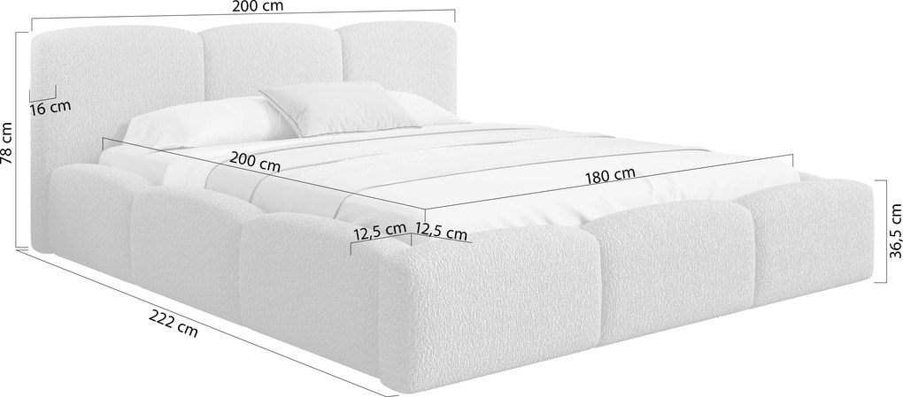 Marios kárpitozott ágy 180x200 cm tárolóval - bézs buklé Quelle 03