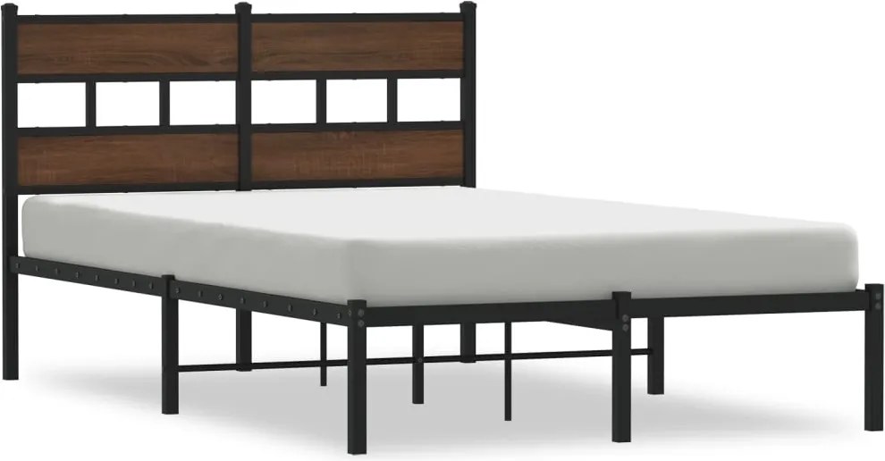 vidaXL barna tölgy színű fejtámlás ágykeret matrac nélkül 120 x 200 cm