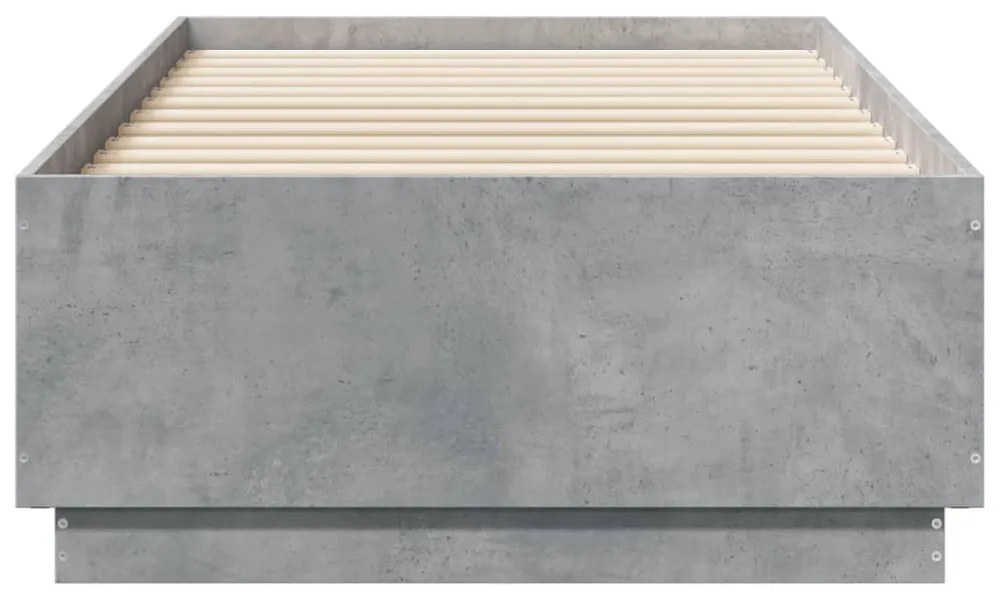 betonszürke szerelt fa ágykeret 75 x 190 cm