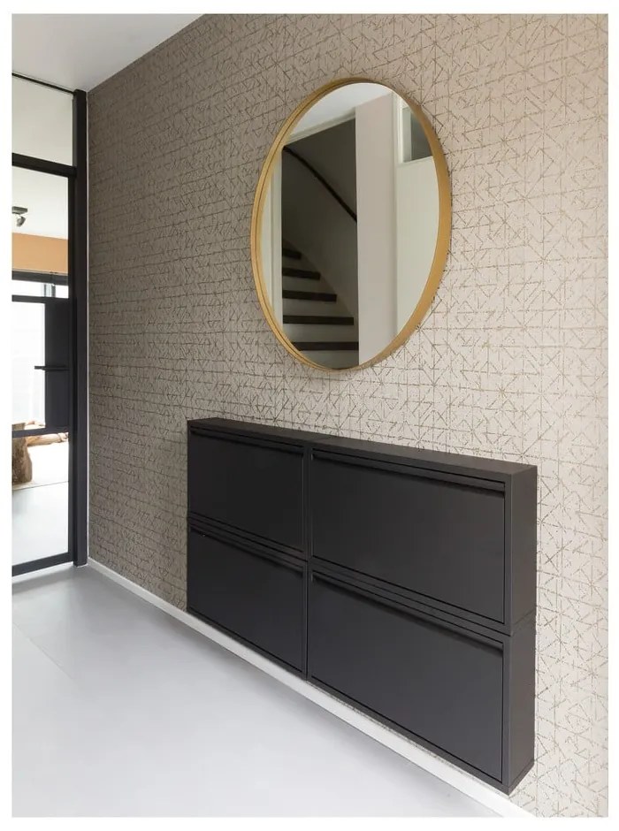 Fekete fém billenő ajtós cipőtartó 75x37,5x12,5 cm Billy – Spinder Design