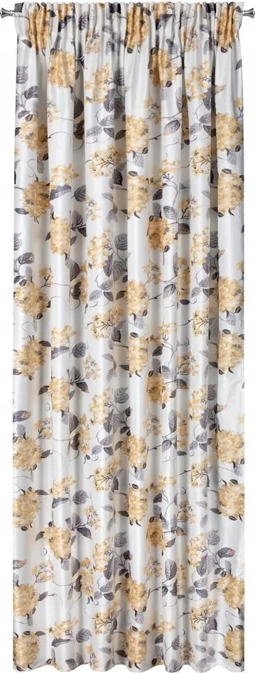 Bársony függöny 140X270 fehér, virágmintás szalaggal