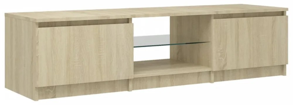 sonoma tölgy színű TV-szekrény LED lámpákkal 140x40x35,5 cm