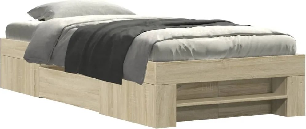 vidaXL sonoma tölgy színű szerelt fa ágykeret matrac nélkül 100x200 cm