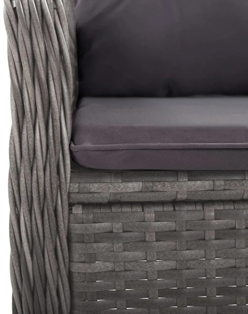 9 részes szürke polyrattan és üveg kerti étkezőgarnitúra