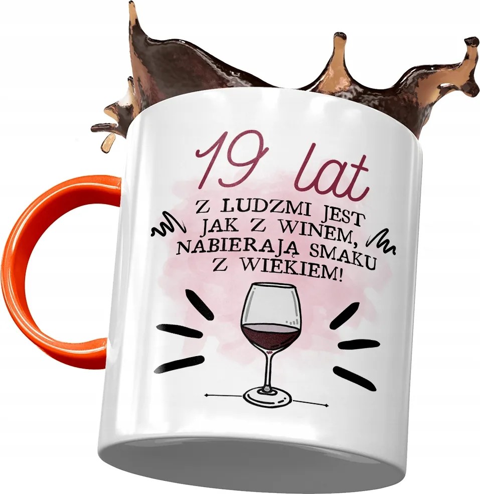 Narancssárga bögre Születésnapra 19 19. 19. Nyomtatott fényképpel