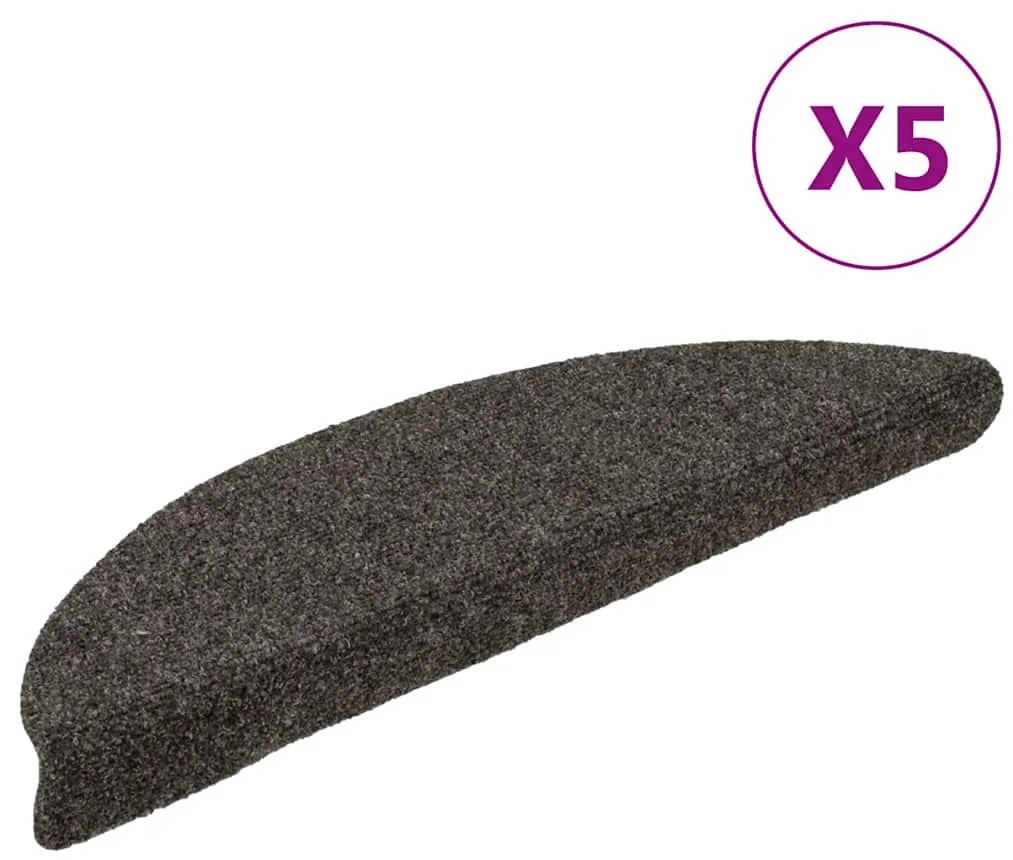 5 db öntapadós lépcsőszőnyeg 56 x 17 x 3 cm antracitszürke félkör alakú